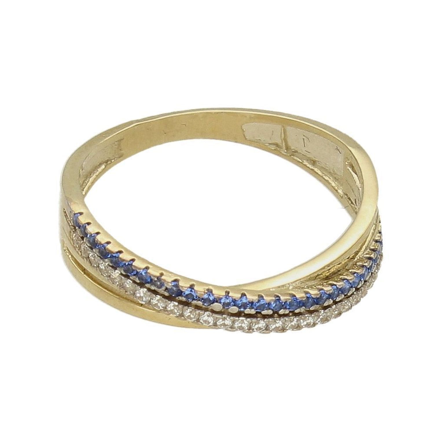 Złoty pierścionek 333 z pasmem niebieskich i białych cyrkonii PI 6071A 333. Złoty pierścionek zaręczynowy. Złoty pierścionek z cyrkoniami. Niebieska cyrkonia. Żółte złoto. Pierścionek idealny dla każdej kobiety. Piękny pierści (1).jpg